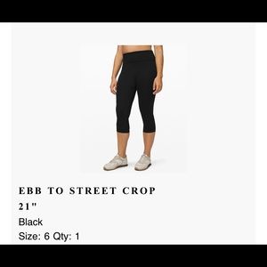 Lululemon Ebb to Street Cropped Legging